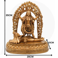 Brass Mahakali Idol – Kali Maa | Chamunda | Bhadrakali | Kalratri | Shakti Roop Devi Murti for Pooja, Temple & Home Decor by Bhunes,Gold, 14 Inch, 1 Piece