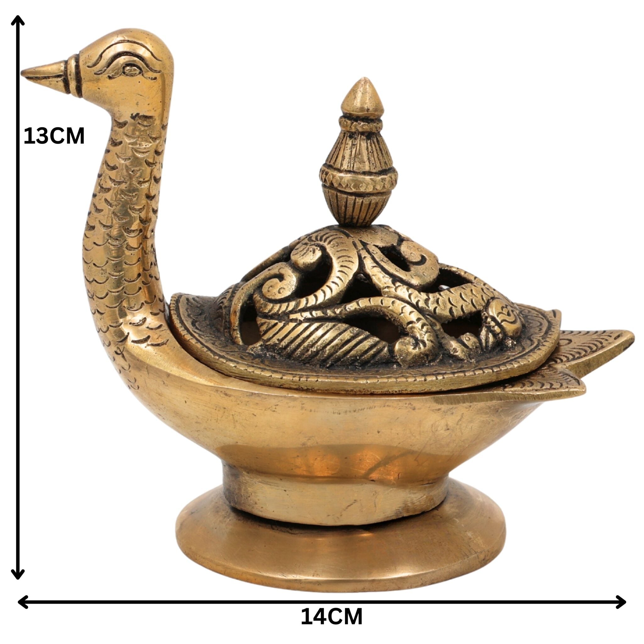 Brass Dhoop Dani Idol , Handmade Agarbatti & Incense Holder, Dhoop Stand, Camphor Burner, Peetal Pittal Ashtadhatu Pooja Decor for Meditation, Temple & Spiritual Rituals,Gold, 5 Inch, 1 Piece