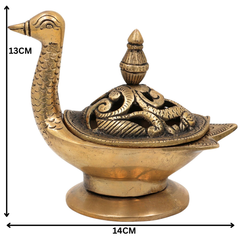 Brass Dhoop Dani Idol , Handmade Agarbatti & Incense Holder, Dhoop Stand, Camphor Burner, Peetal Pittal Ashtadhatu Pooja Decor for Meditation, Temple & Spiritual Rituals,Gold, 5 Inch, 1 Piece