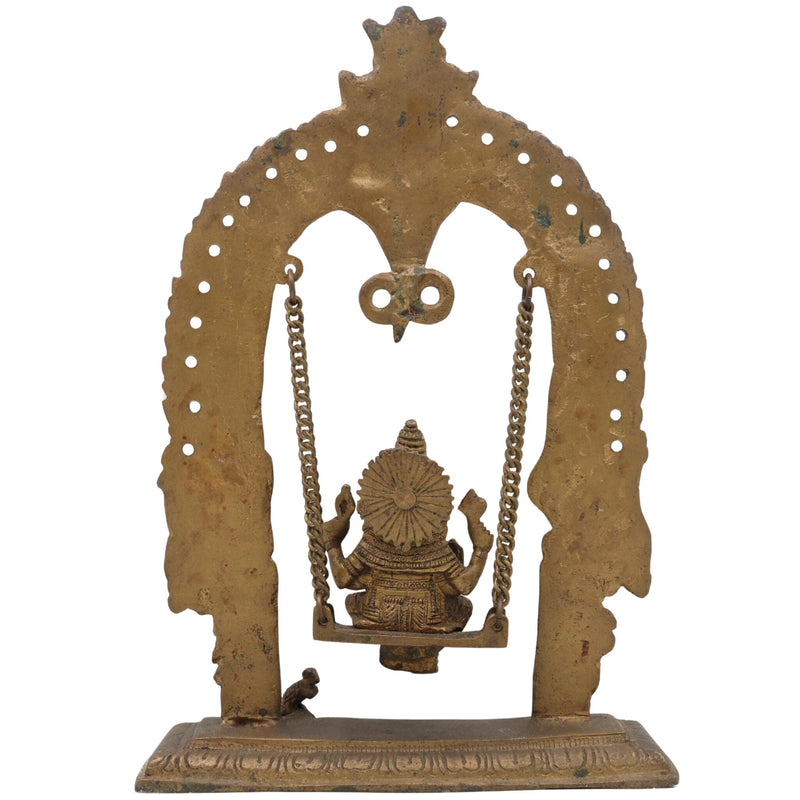 Brass Bal Ganesha on Swing Jhula | Vinayaka Ganpati Cradle Idol | Handcrafted Ganesh Ji Murti for Home, Temple & Pooja Decor,Gold, 11 Inch, 1 Piece