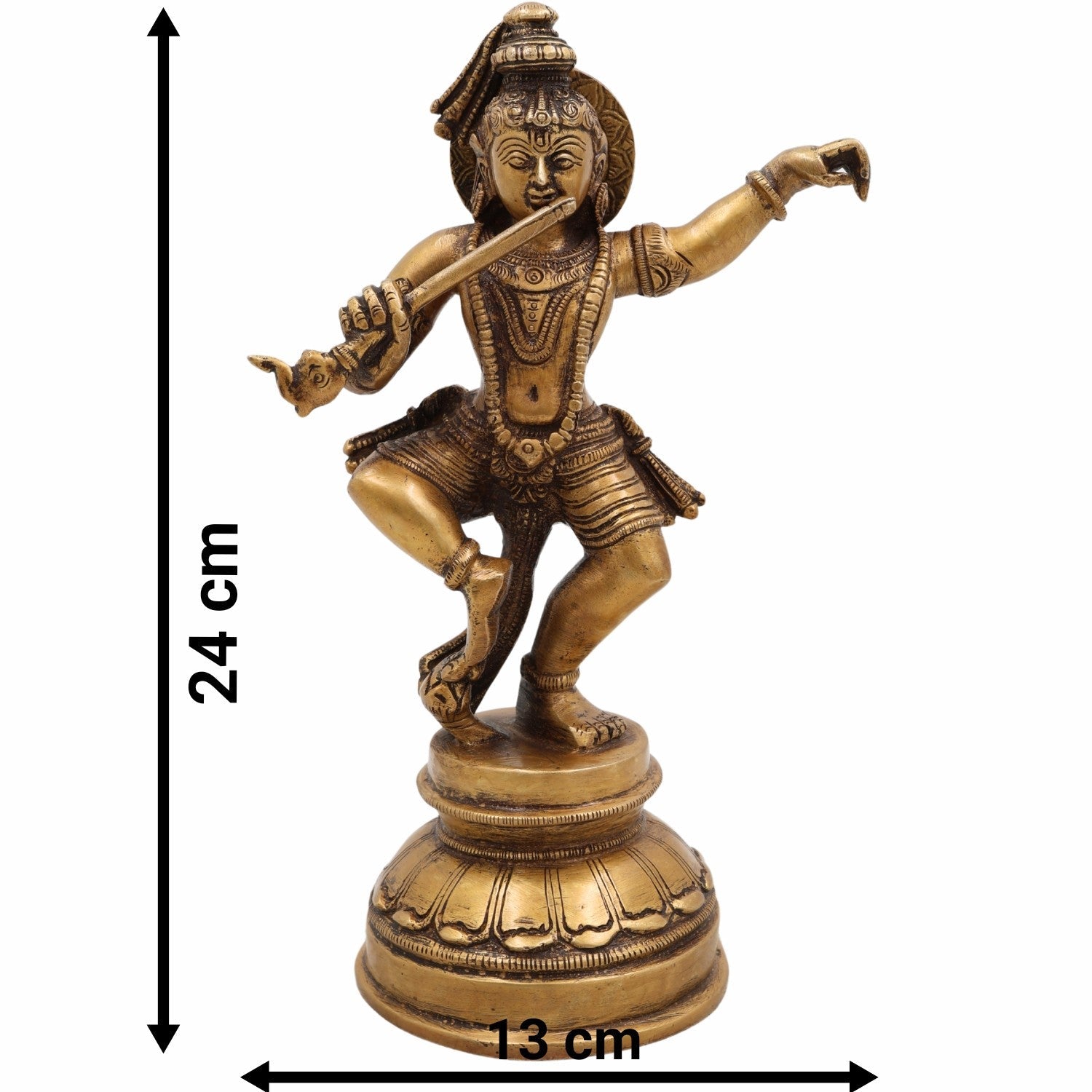 Dancing Krishna Idol Brass | Gopal Murti, Natkhat Kanhaiya ,Krishna Vigraham, Murli Manohar Statue for Pooja, Home Decor & Gifts,Brown, 9.5 Inch, 1 Piece