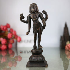 Brass Bhikshatana Shiva Idol, Mahadev Murti, Shankar Vigraha, Bholenath Statue, Handcrafted Brass Pooja Idol, Temple Decor,Brown, 9 Inch, 1 Piece
