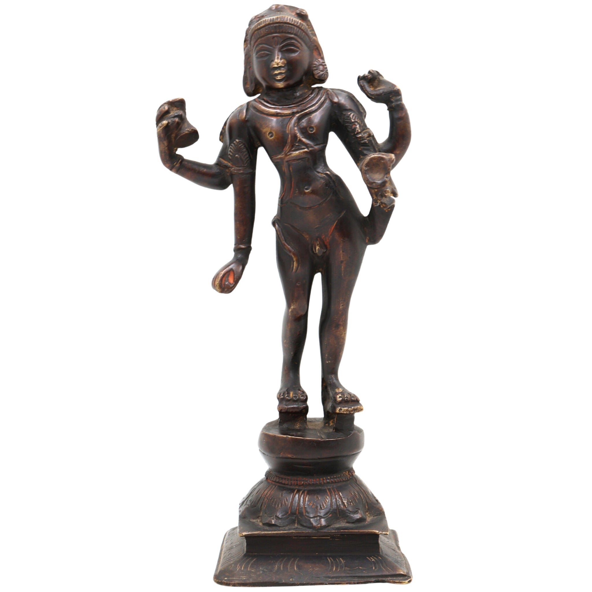 Brass Bhikshatana Shiva Idol, Mahadev Murti, Shankar Vigraha, Bholenath Statue, Handcrafted Brass Pooja Idol, Temple Decor,Brown, 9 Inch, 1 Piece