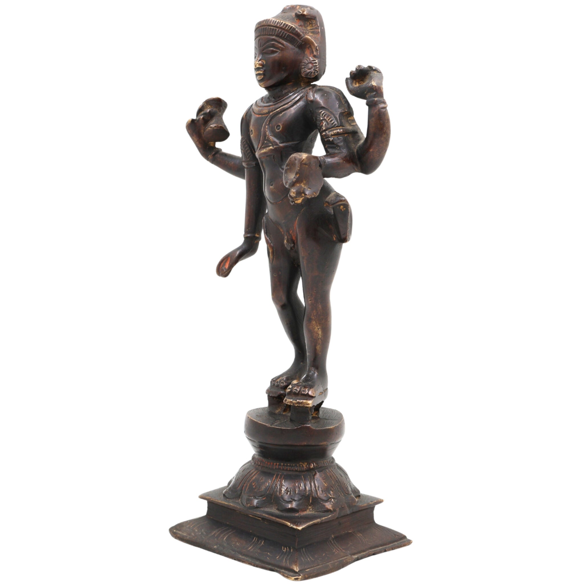 Brass Bhikshatana Shiva Idol, Mahadev Murti, Shankar Vigraha, Bholenath Statue, Handcrafted Brass Pooja Idol, Temple Decor,Brown, 9 Inch, 1 Piece