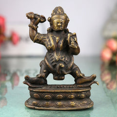 Brass Lord Kubera Idol | Kuber Kuvera Murti Vigraha Statue | Dhanapati Vaisravana Yaksharaja Wealth God Pooja Decor Sculpture,Brown, 6 Inch, 1 Piece