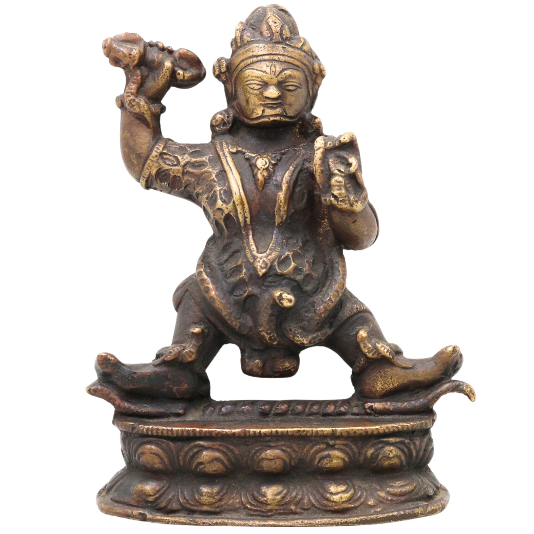 Brass Lord Kubera Idol | Kuber Kuvera Murti Vigraha Statue | Dhanapati Vaisravana Yaksharaja Wealth God Pooja Decor Sculpture,Brown, 6 Inch, 1 Piece