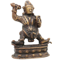 Brass Lord Kubera Idol | Kuber Kuvera Murti Vigraha Statue | Dhanapati Vaisravana Yaksharaja Wealth God Pooja Decor Sculpture,Brown, 6 Inch, 1 Piece