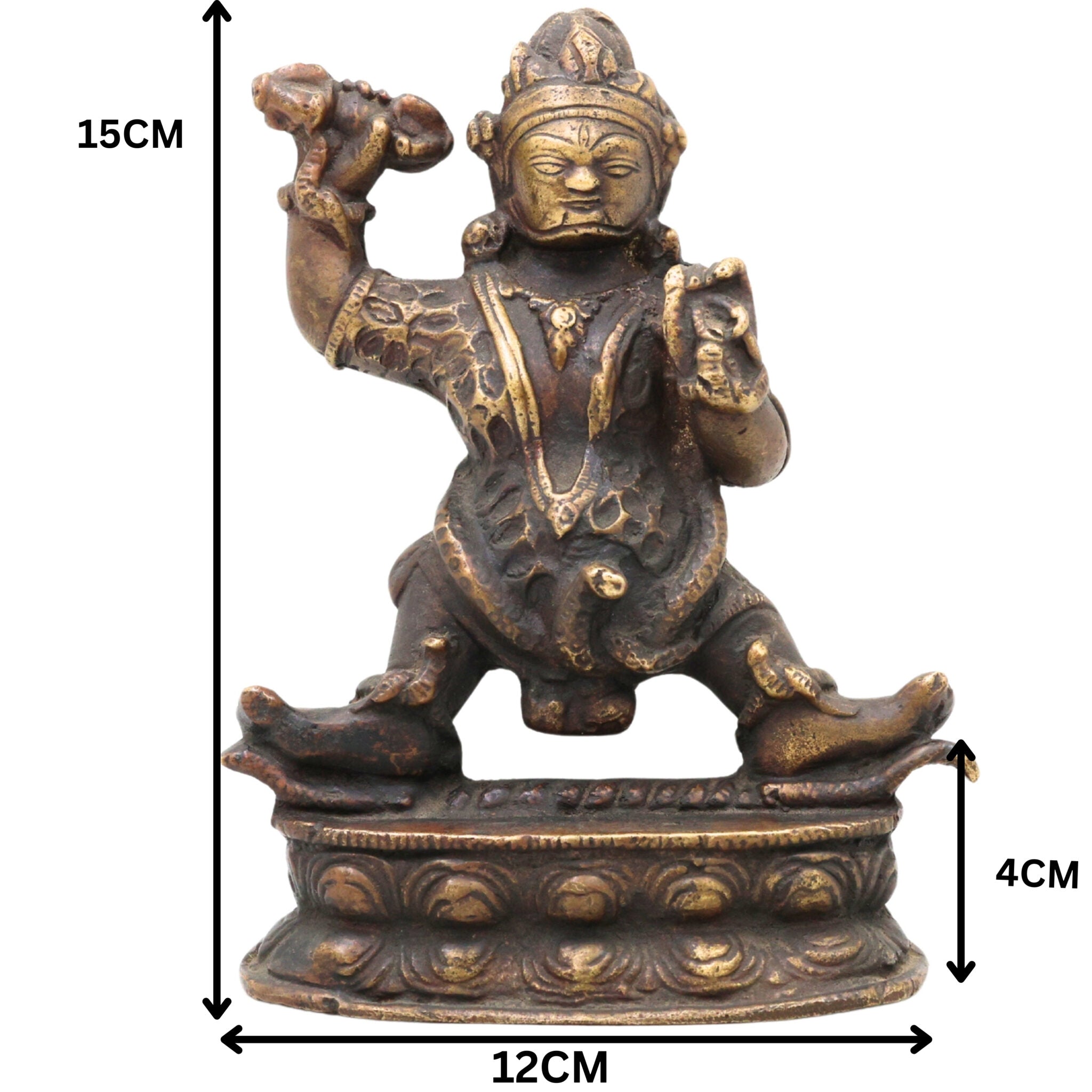 Brass Lord Kubera Idol | Kuber Kuvera Murti Vigraha Statue | Dhanapati Vaisravana Yaksharaja Wealth God Pooja Decor Sculpture,Brown, 6 Inch, 1 Piece