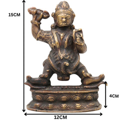 Brass Lord Kubera Idol | Kuber Kuvera Murti Vigraha Statue | Dhanapati Vaisravana Yaksharaja Wealth God Pooja Decor Sculpture,Brown, 6 Inch, 1 Piece