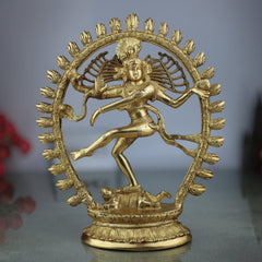 Brass Nataraja Idol – Lord Shiva Cosmic Dance Statue, Adalvallan, Natraj, Natesa Murti for Home, Temple, Puja & Office Decor,Gold, 12 Inch, 1 Piece