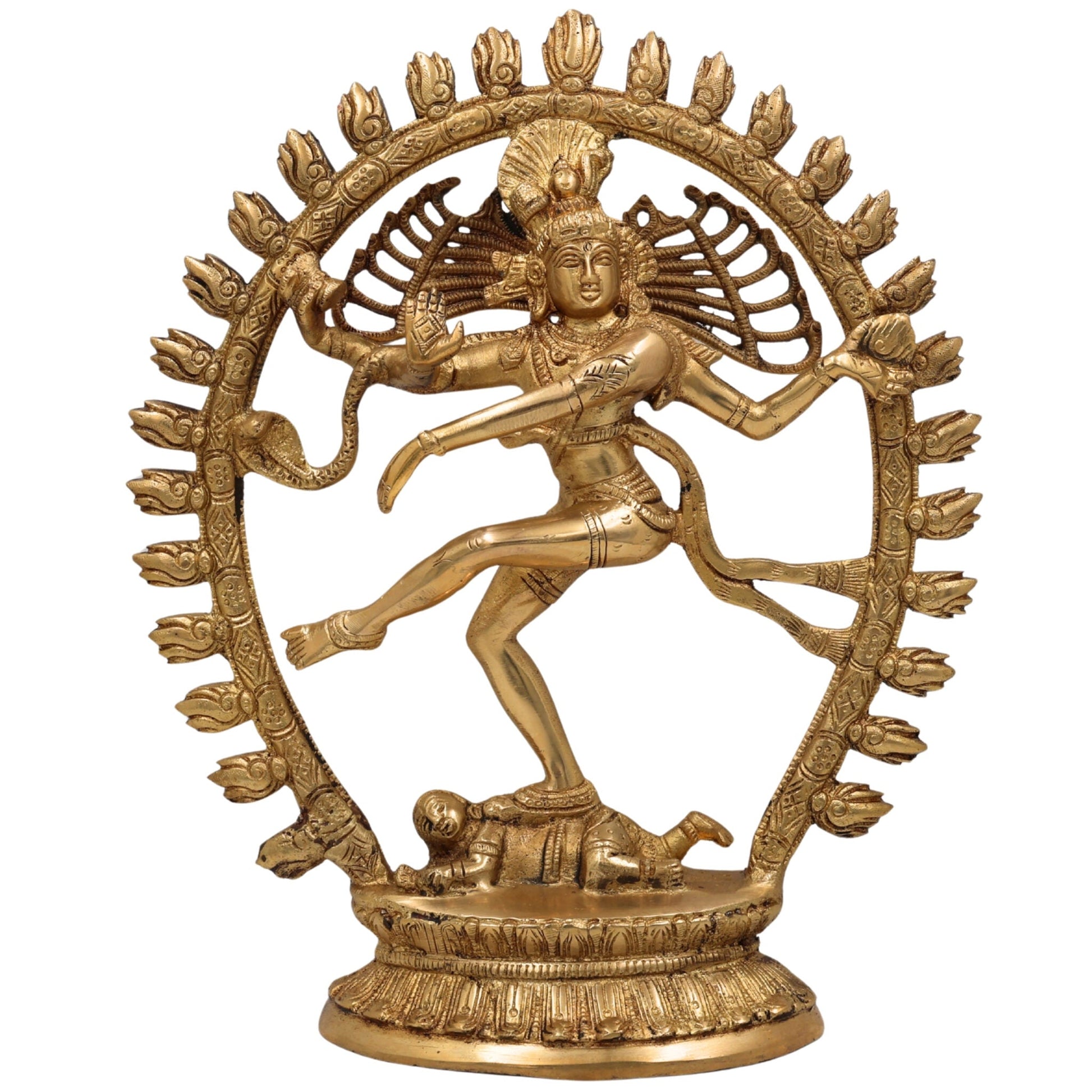 Brass Nataraja Idol – Lord Shiva Cosmic Dance Statue, Adalvallan, Natraj, Natesa Murti for Home, Temple, Puja & Office Decor,Gold, 12 Inch, 1 Piece