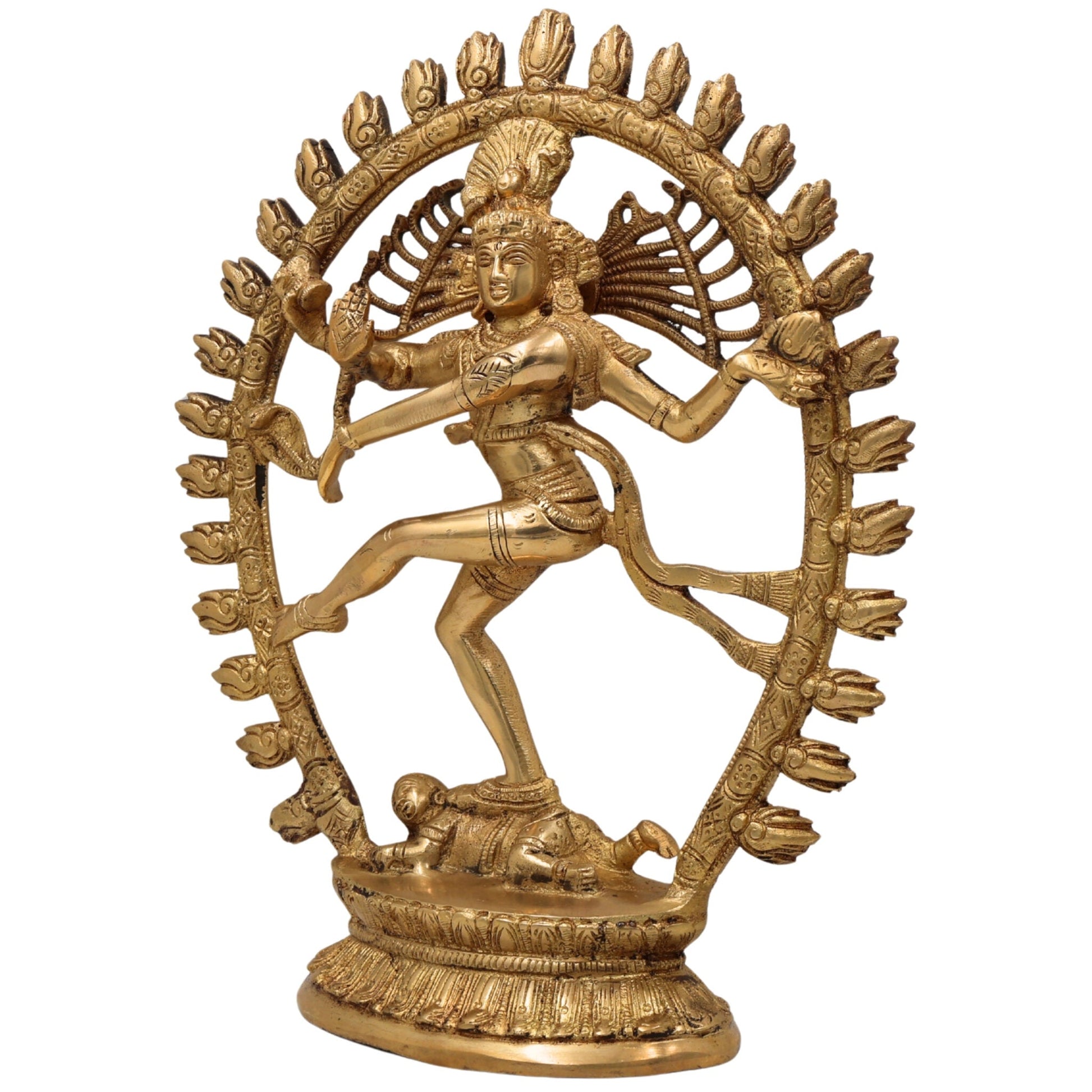 Brass Nataraja Idol – Lord Shiva Cosmic Dance Statue, Adalvallan, Natraj, Natesa Murti for Home, Temple, Puja & Office Decor,Gold, 12 Inch, 1 Piece