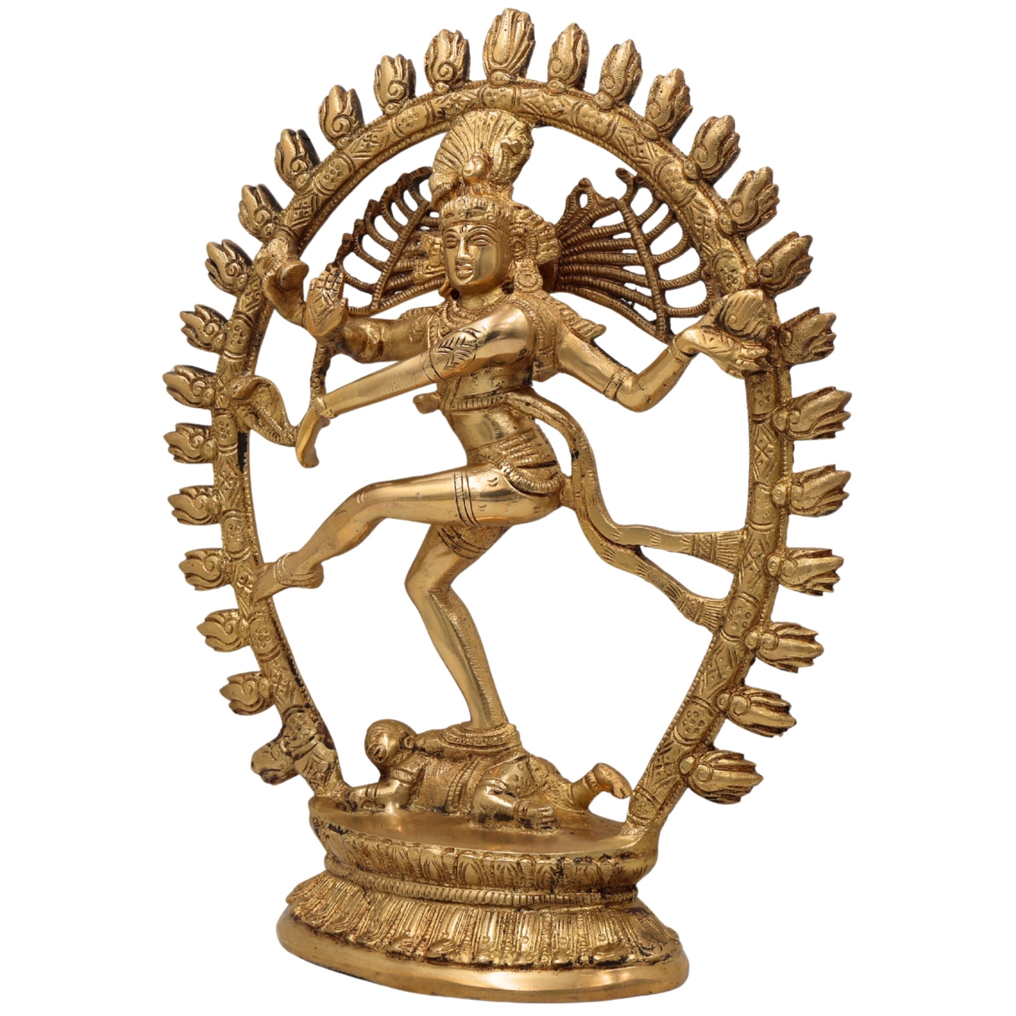 Brass Nataraja Idol – Lord Shiva Cosmic Dance Statue, Adalvallan, Natraj, Natesa Murti for Home, Temple, Puja & Office Decor,Gold, 12 Inch, 1 Piece