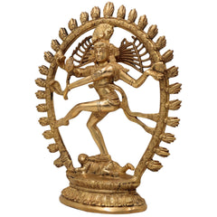 Brass Nataraja Idol – Lord Shiva Cosmic Dance Statue, Adalvallan, Natraj, Natesa Murti for Home, Temple, Puja & Office Decor,Gold, 12 Inch, 1 Piece