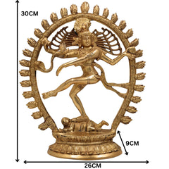 Brass Nataraja Idol – Lord Shiva Cosmic Dance Statue, Adalvallan, Natraj, Natesa Murti for Home, Temple, Puja & Office Decor,Gold, 12 Inch, 1 Piece