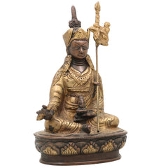 Brass Buddha Lamba Idol, Tibetan Buddha Statue, Meditating Buddha Murti, Shakyamuni & Gautama Buddha Sculpture for Home Decor & Pooja,Brown, 9 Inch, 1 Piece