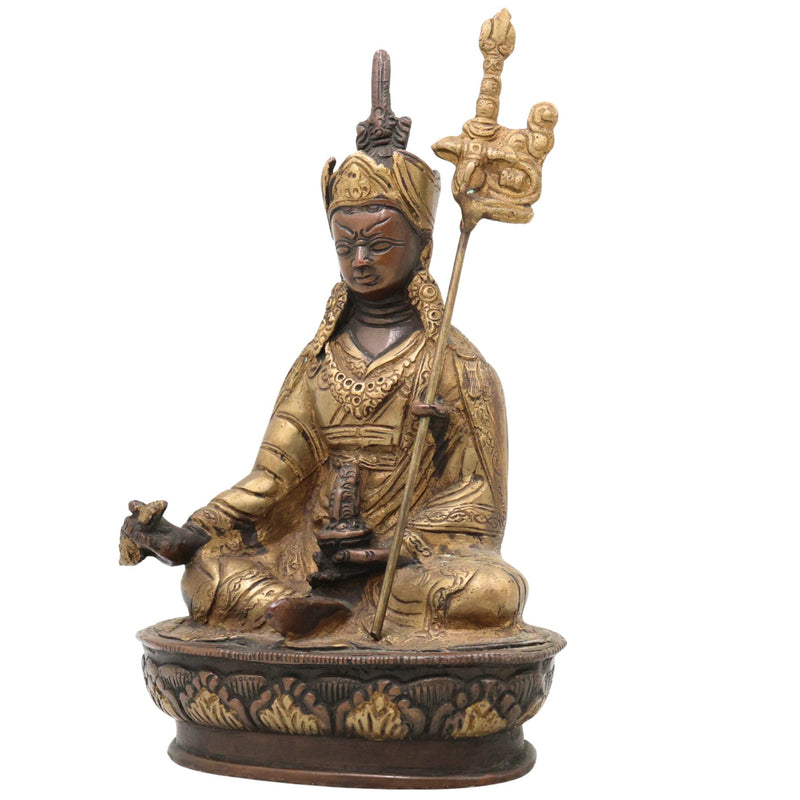 Brass Buddha Lamba Idol, Tibetan Buddha Statue, Meditating Buddha Murti, Shakyamuni & Gautama Buddha Sculpture for Home Decor & Pooja,Brown, 9 Inch, 1 Piece
