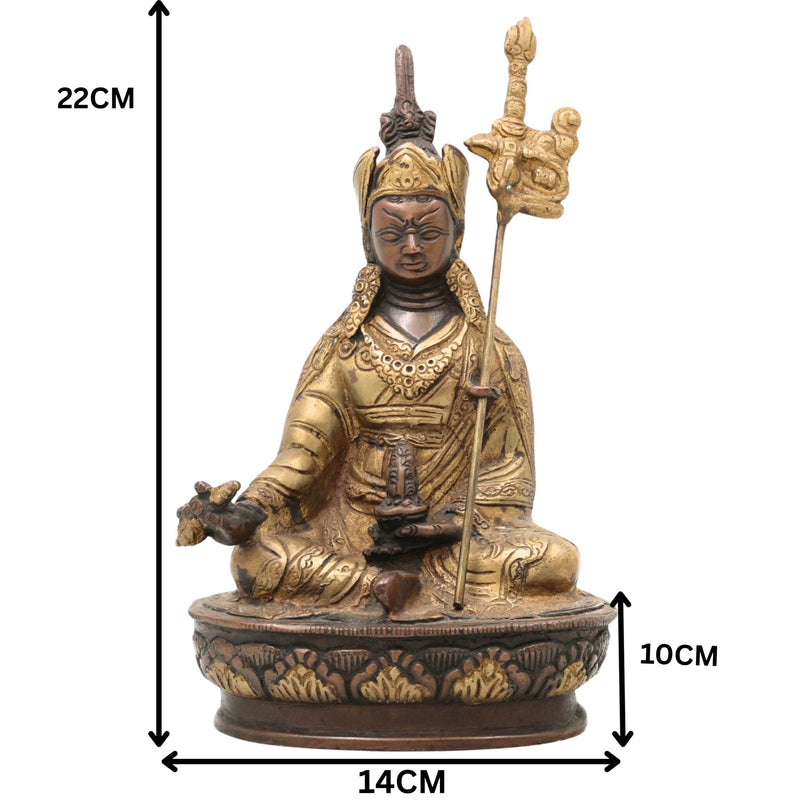 Brass Buddha Lamba Idol, Tibetan Buddha Statue, Meditating Buddha Murti, Shakyamuni & Gautama Buddha Sculpture for Home Decor & Pooja,Brown, 9 Inch, 1 Piece