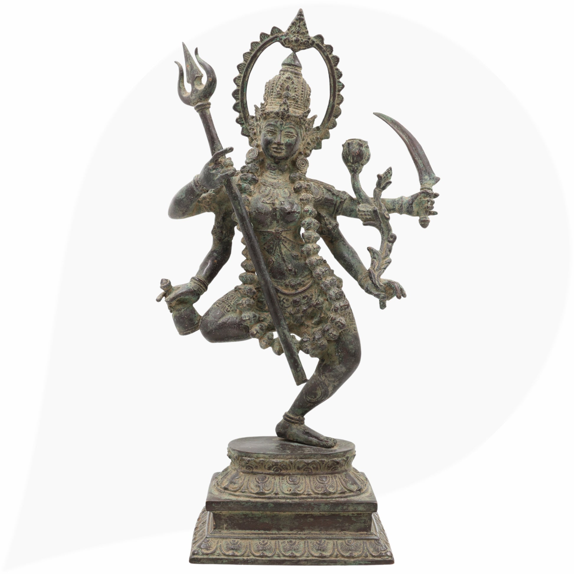 Maharani Durga Copper Idol | Mahishasuramardini Maa Durga Vigraha | Handcrafted Tamra Shakti Murti for Home Mandir & Temple Decor,Black, 17 Inch, 1 Piece