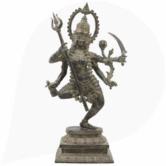 Maharani Durga Copper Idol | Mahishasuramardini Maa Durga Vigraha | Handcrafted Tamra Shakti Murti for Home Mandir & Temple Decor,Black, 17 Inch, 1 Piece