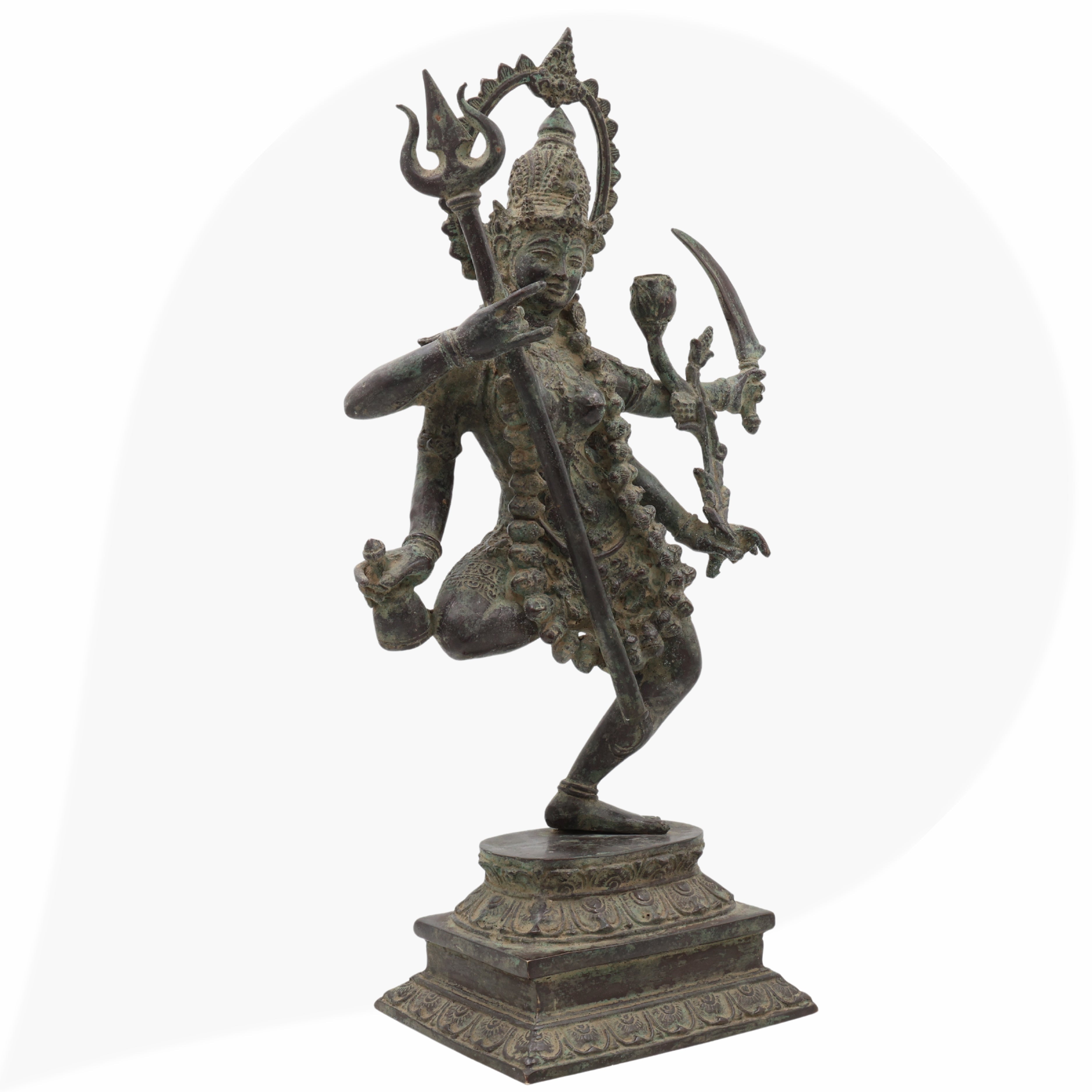 Maharani Durga Copper Idol | Mahishasuramardini Maa Durga Vigraha | Handcrafted Tamra Shakti Murti for Home Mandir & Temple Decor,Black, 17 Inch, 1 Piece
