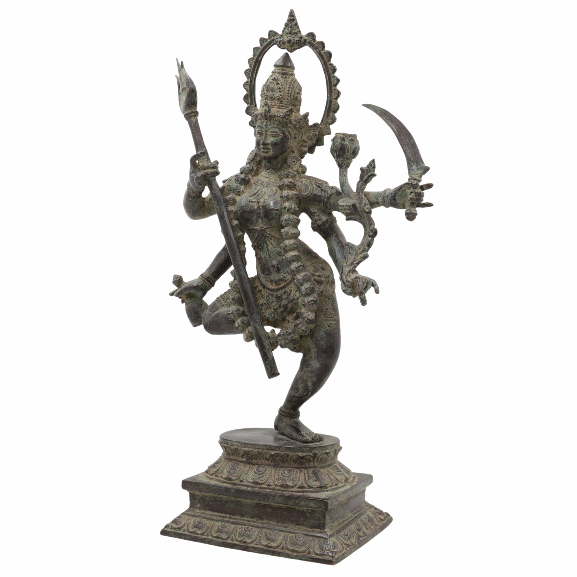 Maharani Durga Copper Idol | Mahishasuramardini Maa Durga Vigraha | Handcrafted Tamra Shakti Murti for Home Mandir & Temple Decor,Black, 17 Inch, 1 Piece