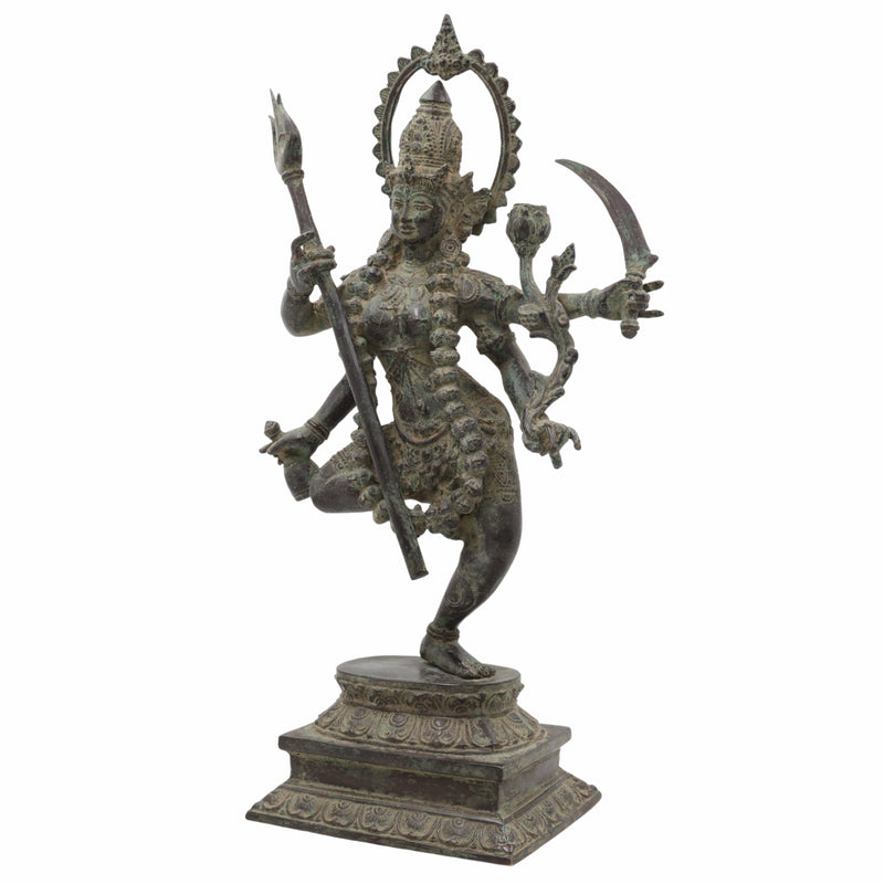 Maharani Durga Copper Idol | Mahishasuramardini Maa Durga Vigraha | Handcrafted Tamra Shakti Murti for Home Mandir & Temple Decor,Black, 17 Inch, 1 Piece