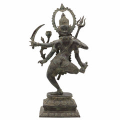 Maharani Durga Copper Idol | Mahishasuramardini Maa Durga Vigraha | Handcrafted Tamra Shakti Murti for Home Mandir & Temple Decor,Black, 17 Inch, 1 Piece