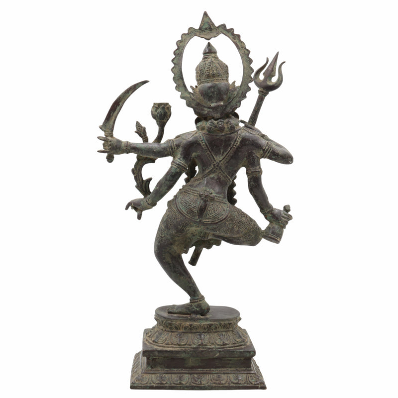 Maharani Durga Copper Idol | Mahishasuramardini Maa Durga Vigraha | Handcrafted Tamra Shakti Murti for Home Mandir & Temple Decor,Black, 17 Inch, 1 Piece