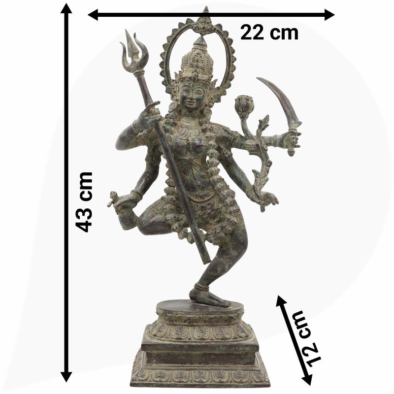 Maharani Durga Copper Idol | Mahishasuramardini Maa Durga Vigraha | Handcrafted Tamra Shakti Murti for Home Mandir & Temple Decor,Black, 17 Inch, 1 Piece