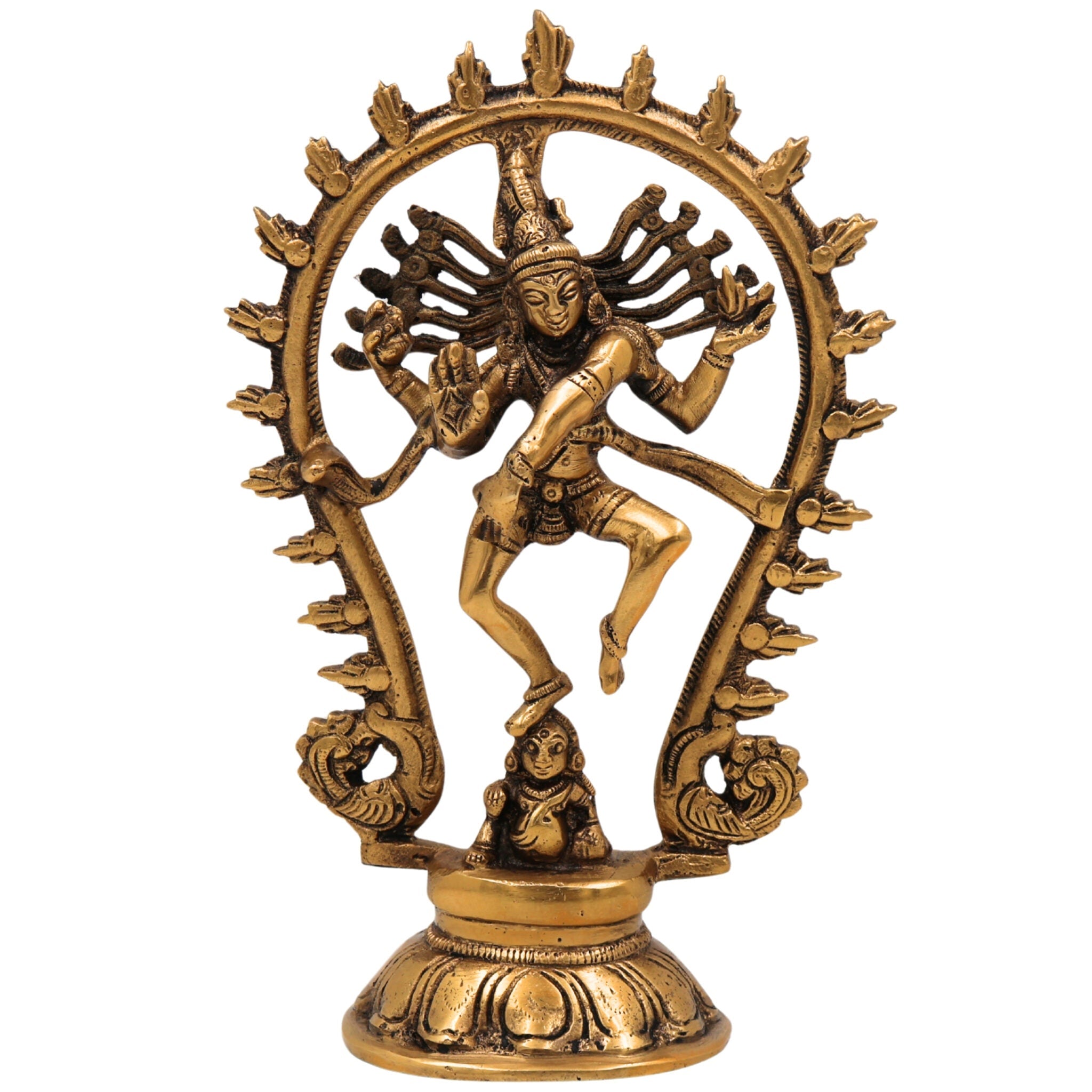 Brass Nataraja Idol, Nataraja Statue, Dancing Nataraj, Murti, Showpiece,Gold, 9 Inch, 1 Piece