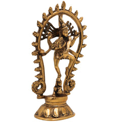 Brass Nataraja Idol, Nataraja Statue, Dancing Nataraj, Murti, Showpiece,Gold, 9 Inch, 1 Piece