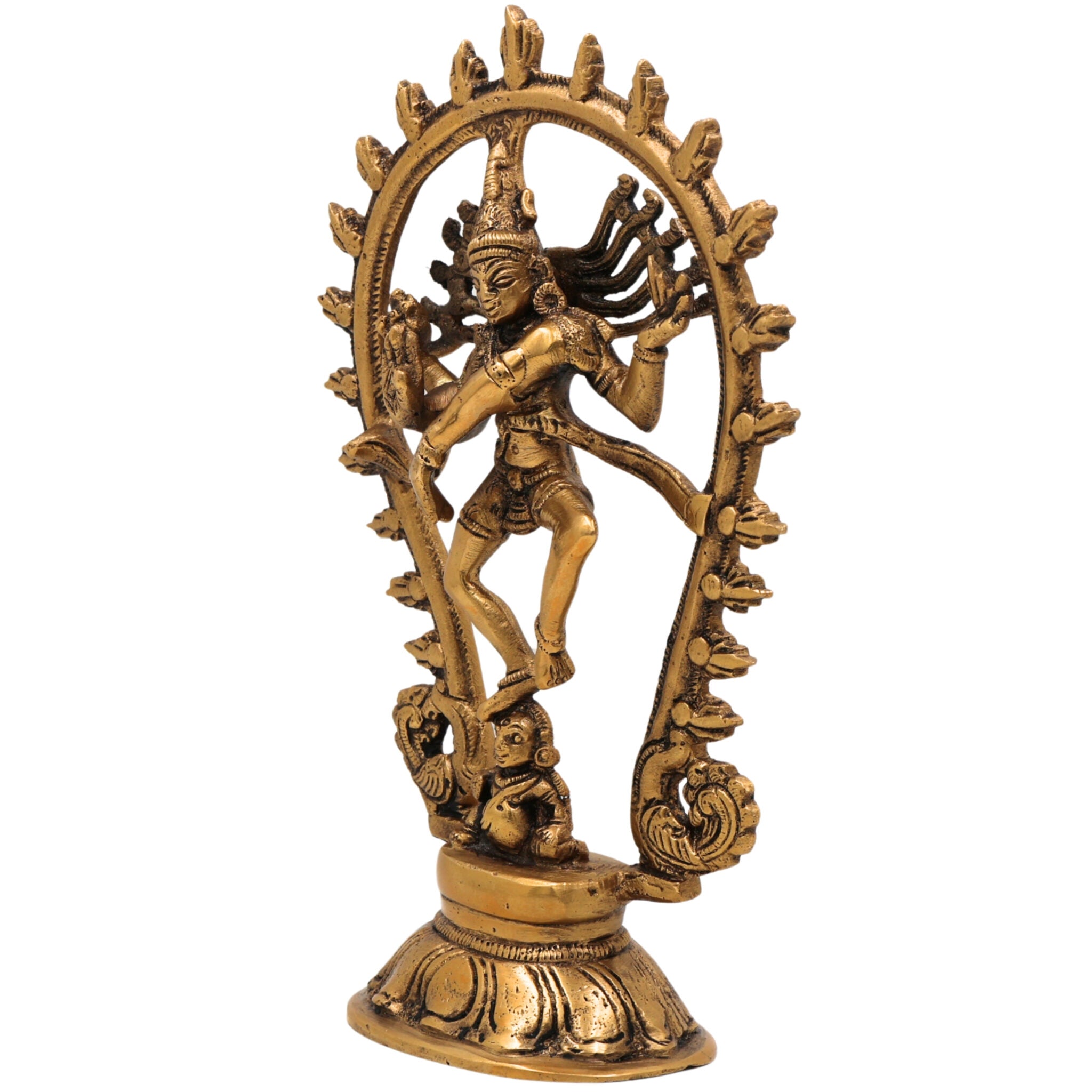 Brass Nataraja Idol, Nataraja Statue, Dancing Nataraj, Murti, Showpiece,Gold, 9 Inch, 1 Piece