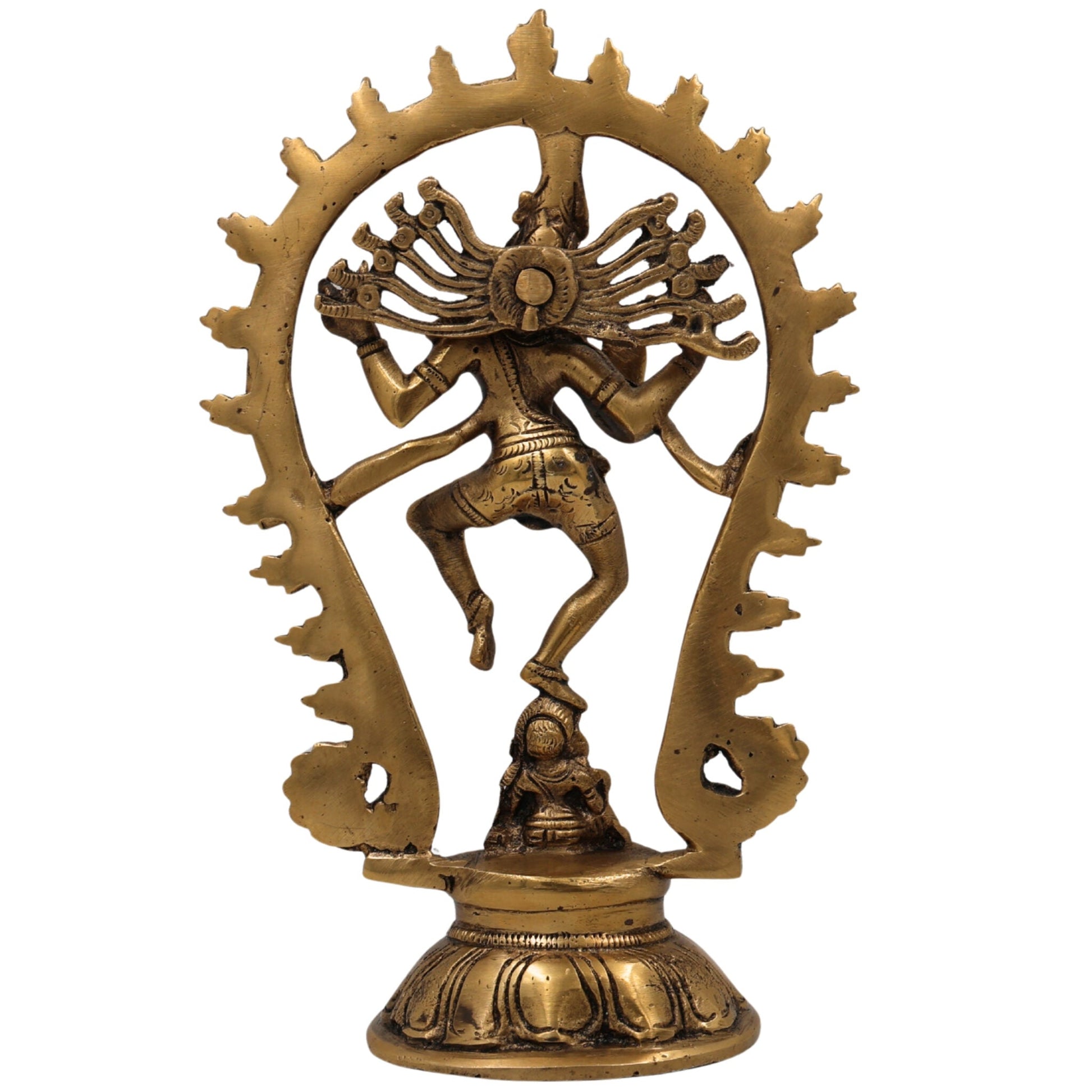 Brass Nataraja Idol, Nataraja Statue, Dancing Nataraj, Murti, Showpiece,Gold, 9 Inch, 1 Piece