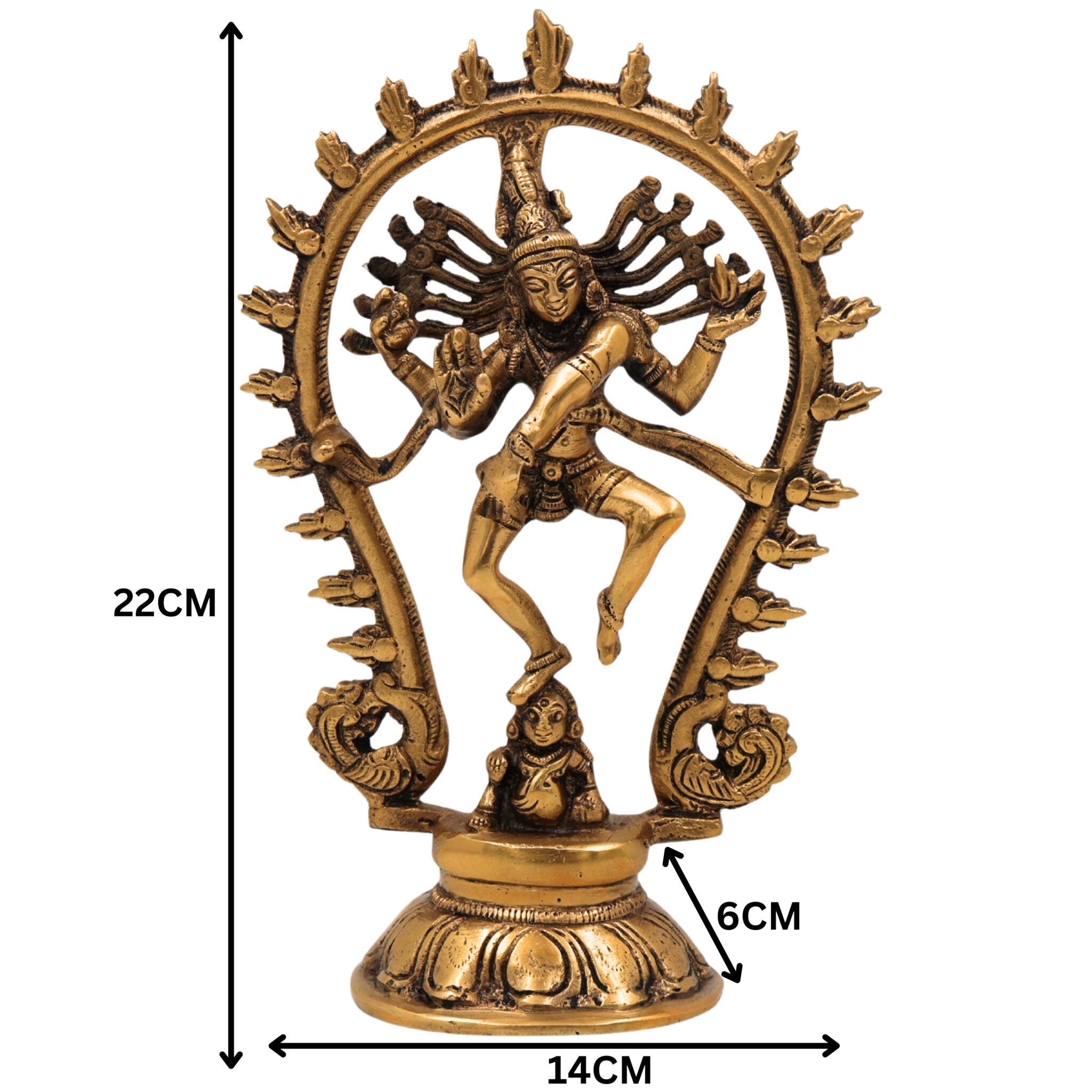 Brass Nataraja Idol, Nataraja Statue, Dancing Nataraj, Murti, Showpiece,Gold, 9 Inch, 1 Piece