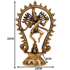Brass Nataraja Idol, Nataraja Statue, Dancing Nataraj, Murti, Showpiece,Gold, 9 Inch, 1 Piece