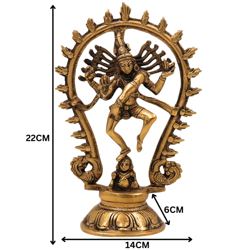 Brass Nataraja Idol, Nataraja Statue, Dancing Nataraj, Murti, Showpiece,Gold, 9 Inch, 1 Piece