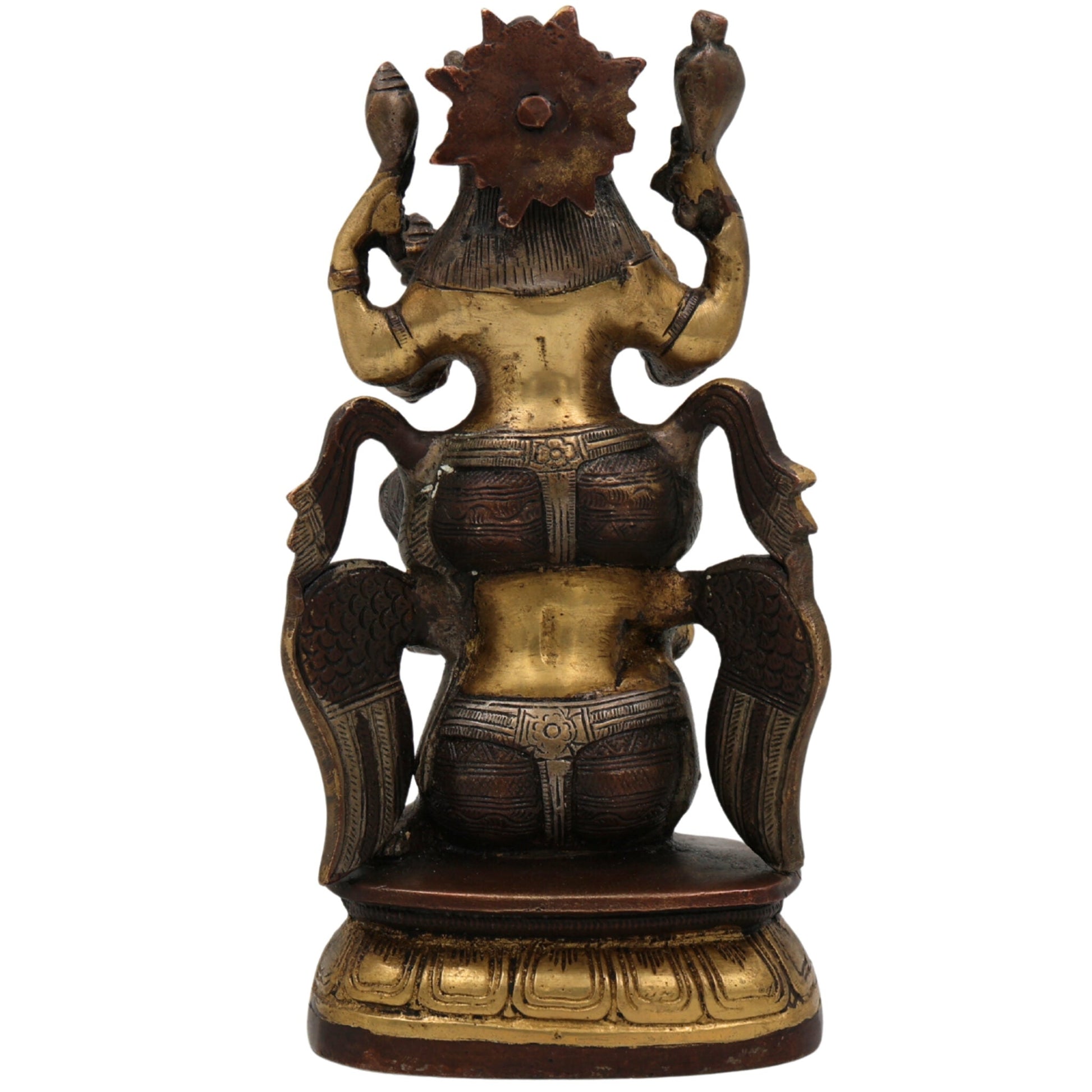 Brass Vishnu Riding Garuda Idol | Lord Narayana Murti | Balaji, Srinivasa, Govinda Statue for Pooja & Home Decor | Narayana Vigraha, Temple Idol, Spiritual Showpiece, Gold, 8 Inch, 1 Piece