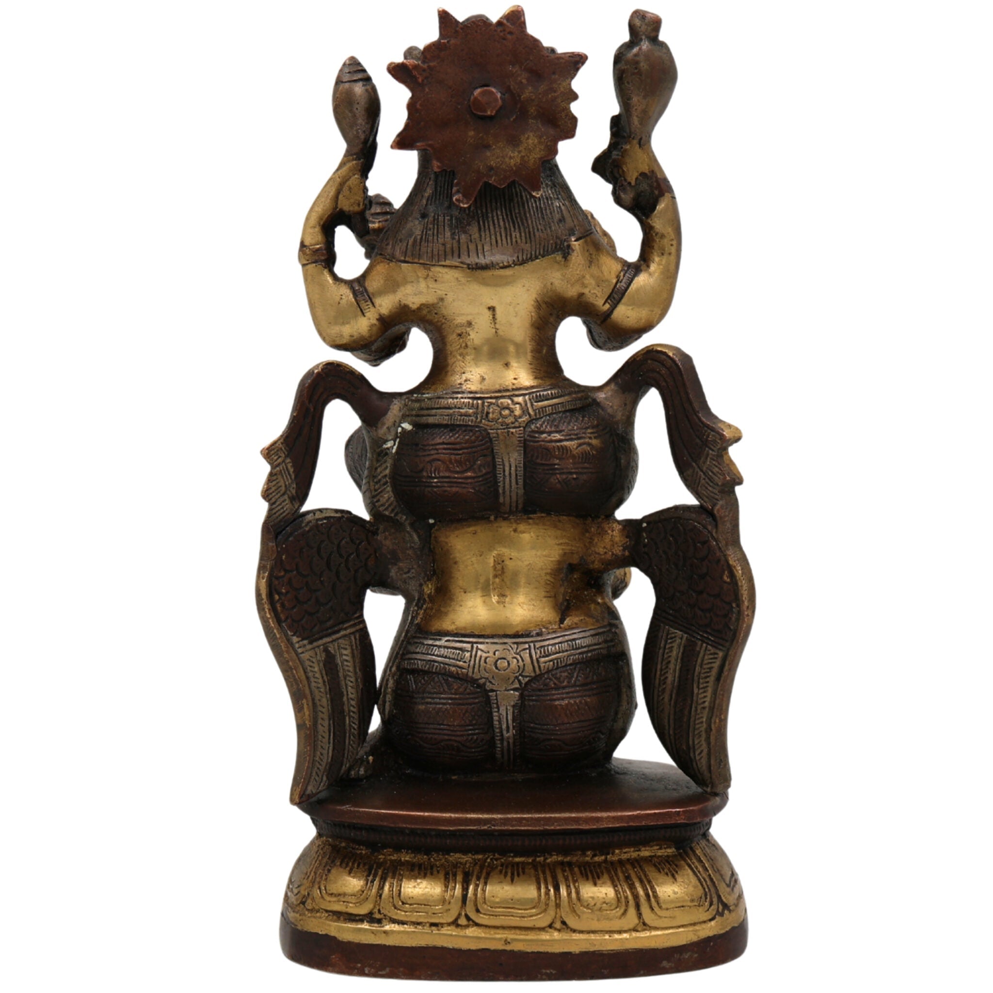 Brass Vishnu Riding Garuda Idol | Lord Narayana Murti | Balaji, Srinivasa, Govinda Statue for Pooja & Home Decor | Narayana Vigraha, Temple Idol, Spiritual Showpiece, Gold, 8 Inch, 1 Piece