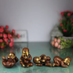 Brass Baby Showpiece, Peetal Infant Idol, Pital Newborn Figurine, Handcrafted Velli Decorative Statue,Red, 3.5 Inch, 1 Piece