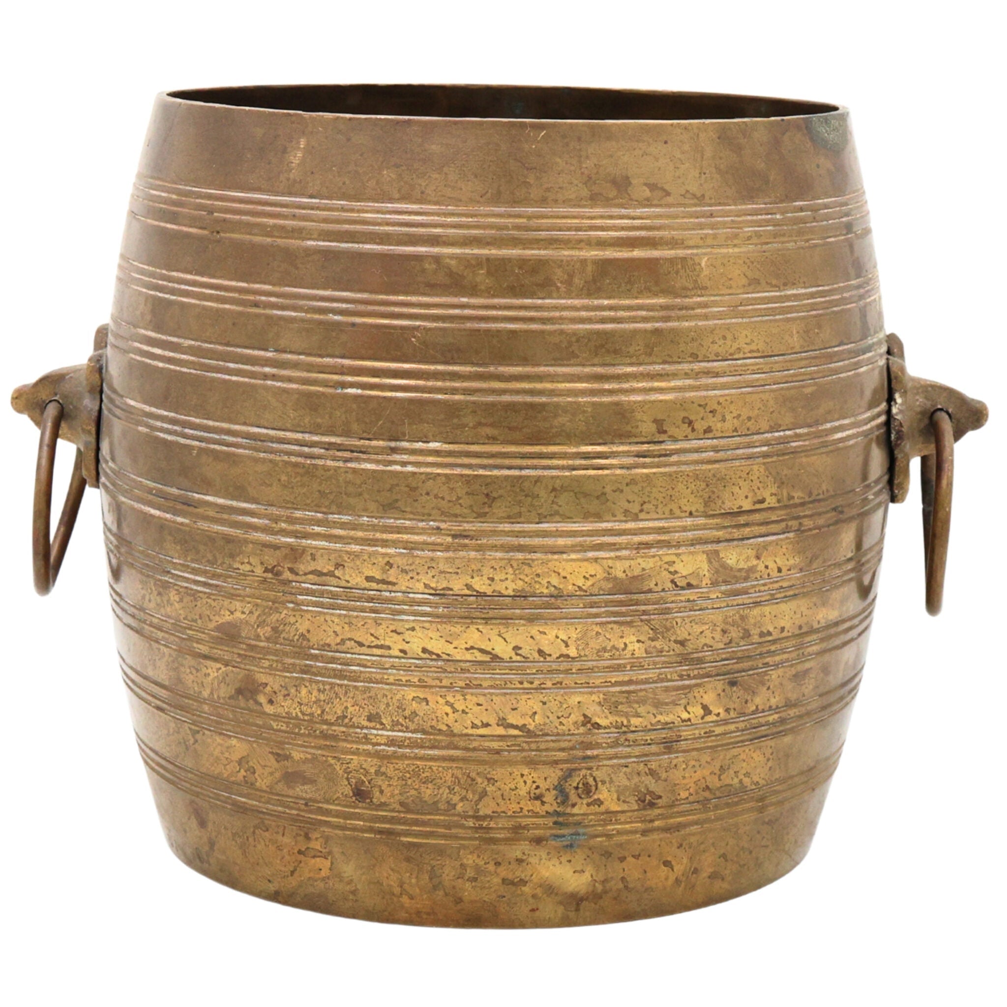 Bhunes Brass Antique Planter Pot | Pots | Pittal Ka Katora | Brass Antiques,Gold, 6.5 Inch, 1 Piece