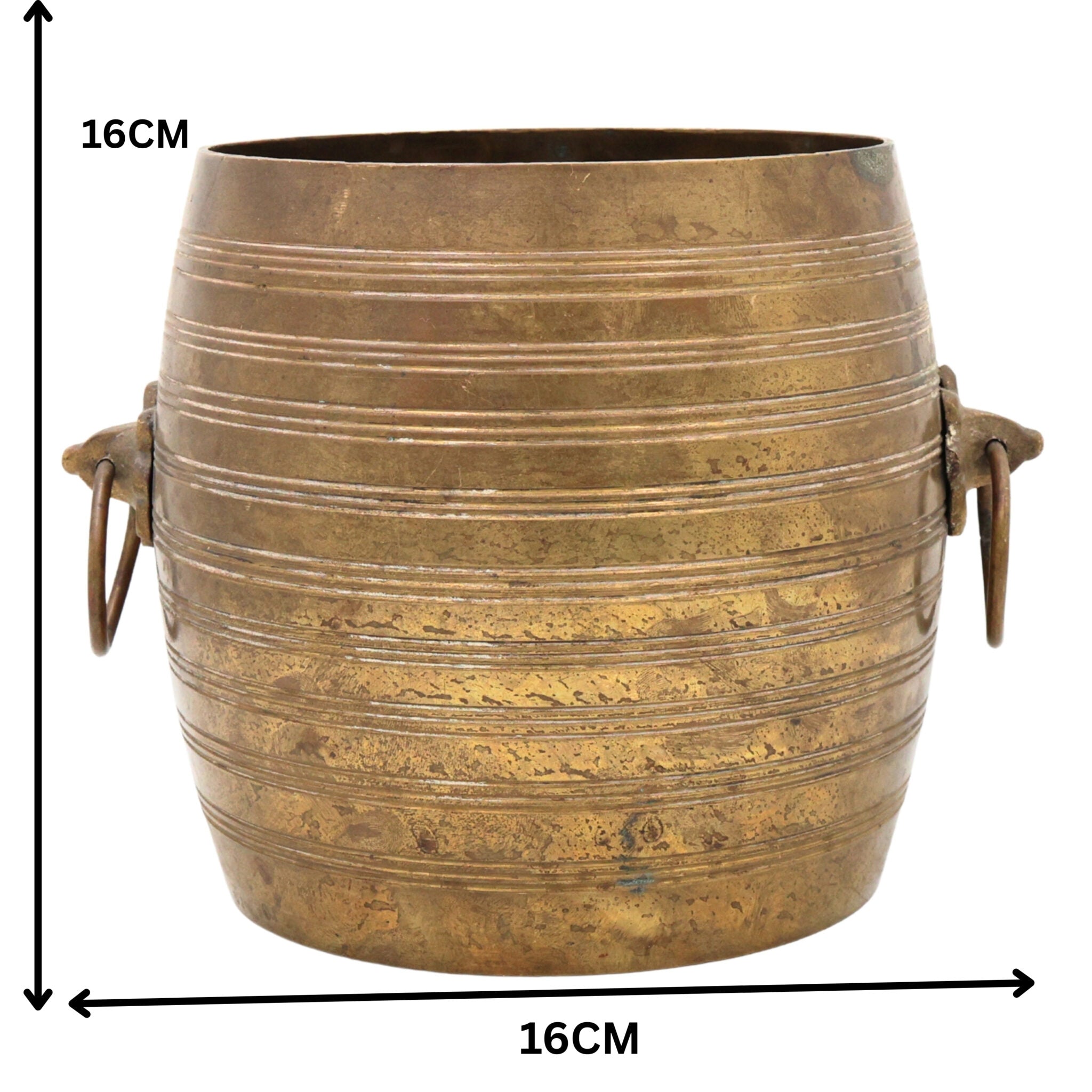 Bhunes Brass Antique Planter Pot | Pots | Pittal Ka Katora | Brass Antiques,Gold, 6.5 Inch, 1 Piece