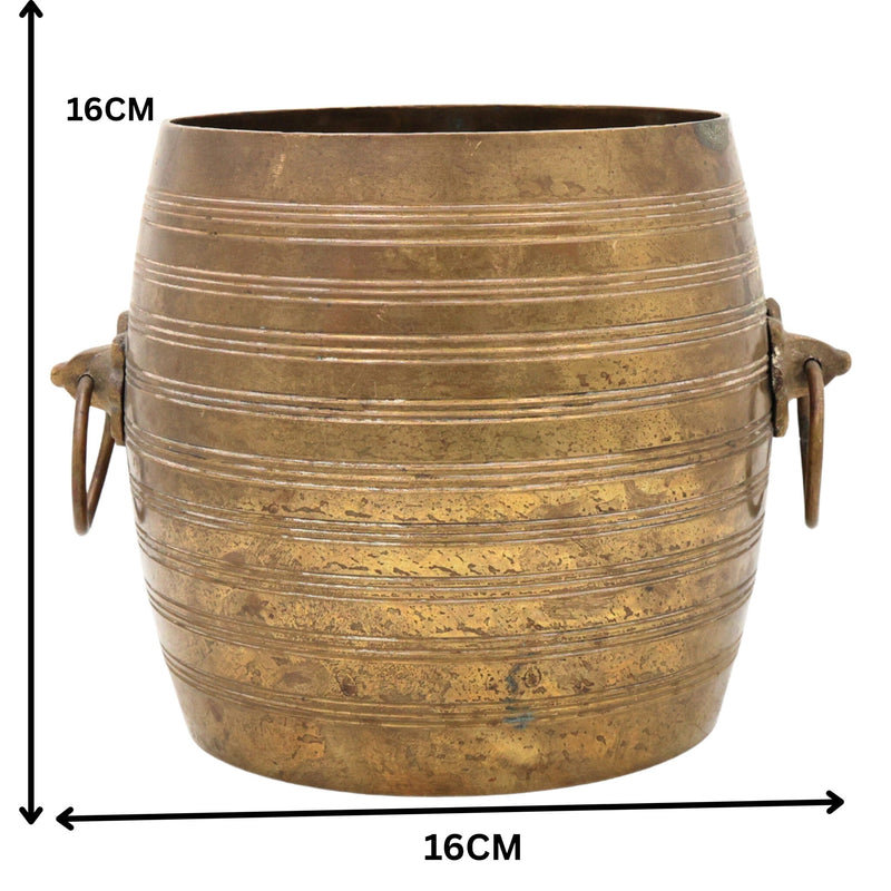 Bhunes Brass Antique Planter Pot | Pots | Pittal Ka Katora | Brass Antiques,Gold, 6.5 Inch, 1 Piece