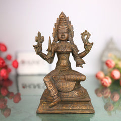Handcrafted Bronze Mariyamman Idol | Panchaloha Mariamma Murti | South Indian Chola Art Goddess Statue for Pooja, Temple, Home Decor & Gifts,Brown, 10.5 Inch, 1 Piece