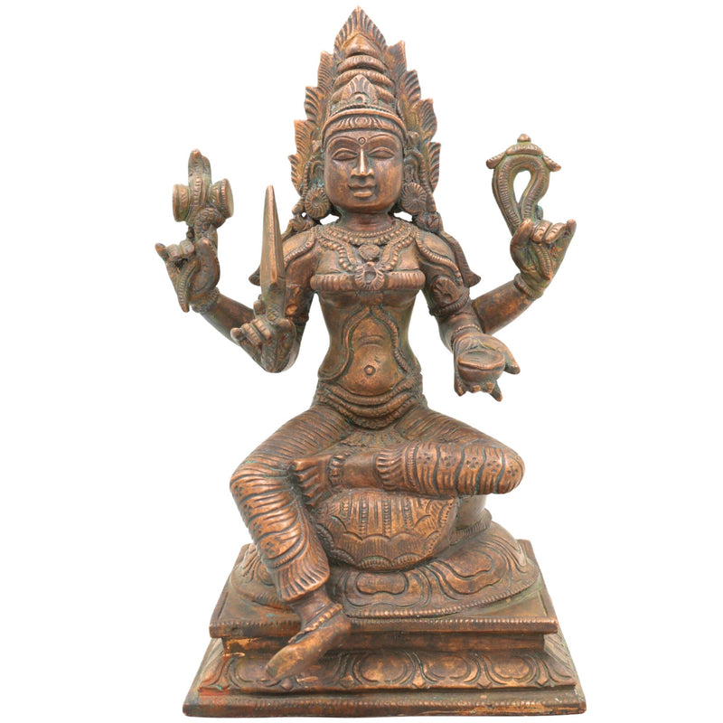 Handcrafted Bronze Mariyamman Idol | Panchaloha Mariamma Murti | South Indian Chola Art Goddess Statue for Pooja, Temple, Home Decor & Gifts,Brown, 10.5 Inch, 1 Piece