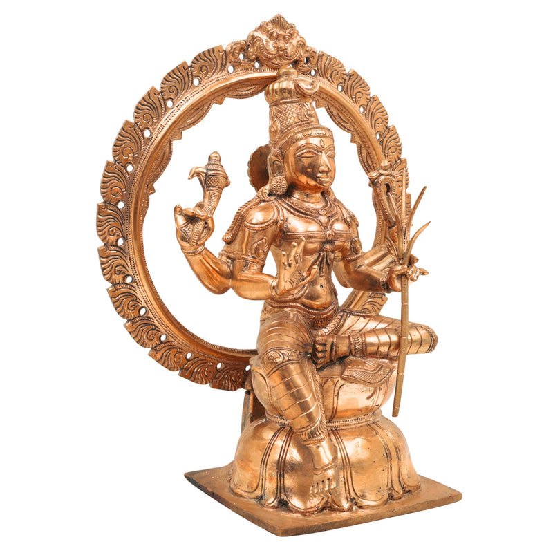Handmade Bronze Raja Rajeshwari Idol | Panchaloha Tripurasundari Murti,Gold,12Inch,1pice