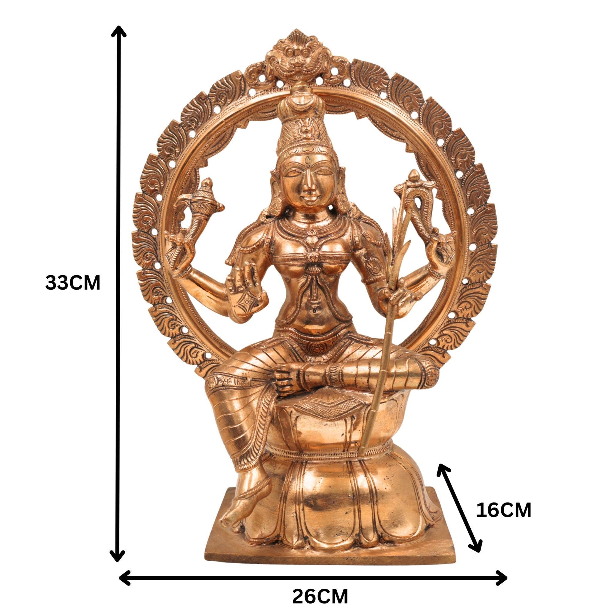 Handmade Bronze Raja Rajeshwari Idol | Panchaloha Tripurasundari Murti,Gold,12Inch,1pice