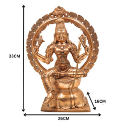 Handmade Bronze Raja Rajeshwari Idol | Panchaloha Tripurasundari Murti,Gold,12Inch,1pice