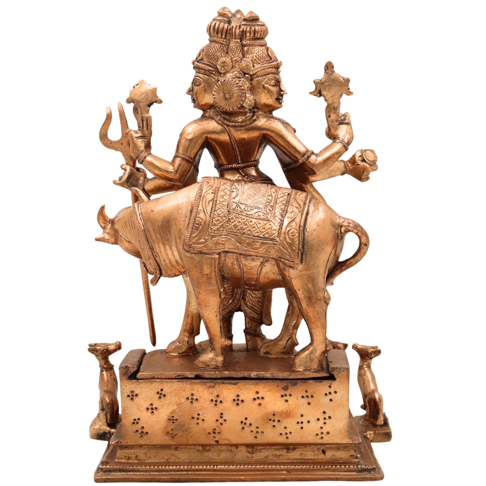 Premium Bronze Dattatreya Idol | Panchaloha Handmade Dattatreya Murti | Lord Datta, Dattaguru, Sri Datta Guru, Avadhuta Datta | Chola Art South Indian Sculpture,Gold, 11 Inch, 1 Piece