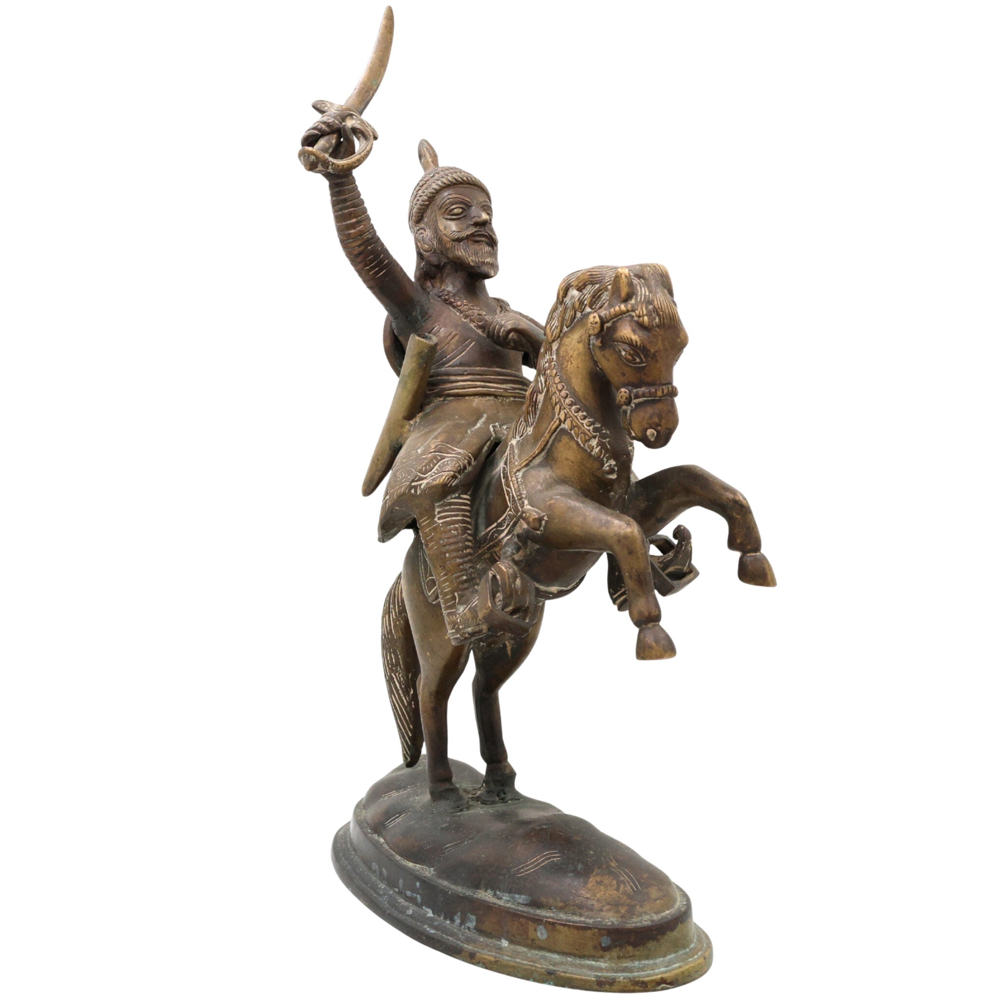 Bhunes Brass Maharaj Shivaji Sculpture | Shivaji Maharaj Sculpture,Gold, 16 Inch, 1 Piece